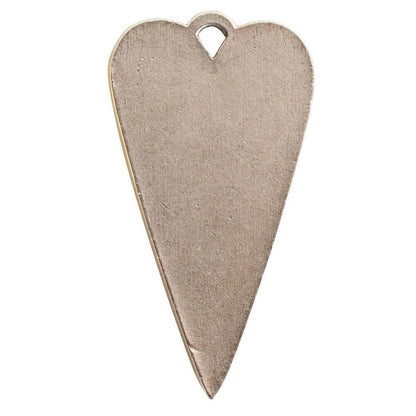 A single heart-shaped metal jewelry blank with a pre-punched loop at the top, shown on a plain white background.