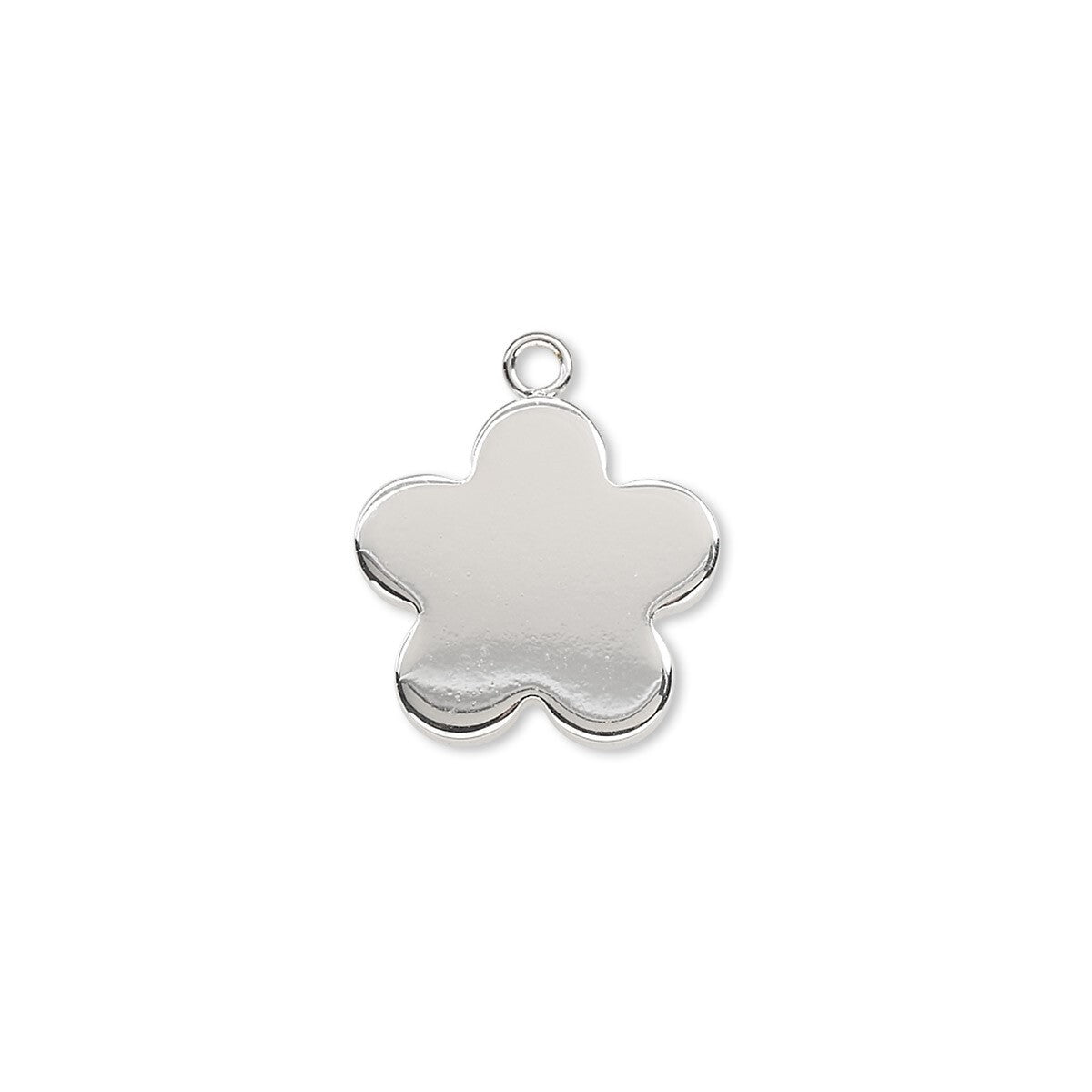 Silver Plated Steel Flower Drop Charms, 17x15mm, 4 pcs