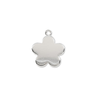 Silver Plated Steel Flower Drop Charms, 17x15mm, 4 pcs