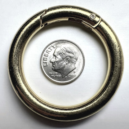 Gold Plated Steel Self-Closing Hinged Bail Clasps: 44.5mm Round (2 pc)