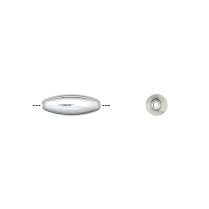 Silver Plated Brass Smooth Oval Melon Beads, 12x4.5mm