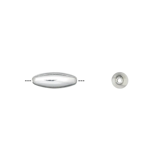 Silver Plated Brass Smooth Oval Melon Beads, 12x4.5mm