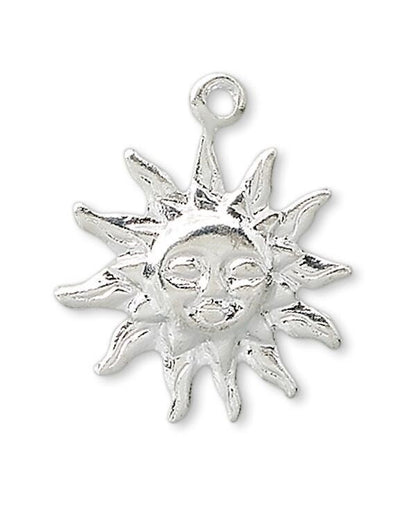 Silver Plated Brass Happy Sun Face Charms 12x12mm Single Sided – 100 pcs