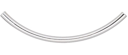 Silver Plated Brass Curved Tube Beads 38x2mm, 144 pcs