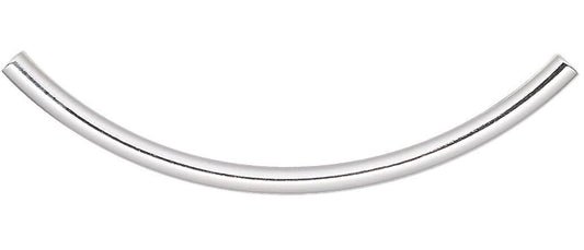 Silver Plated Brass Curved Tube Beads 38x2mm, 144 pcs