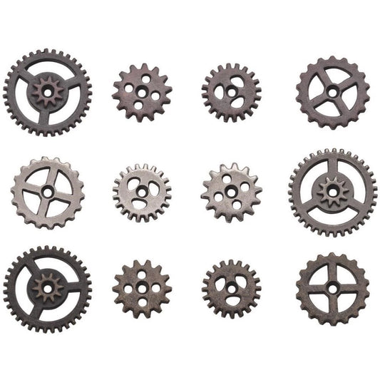 Tim Holtz Mini Sprocket Gear Charms, Mixed Antiqued Metals - 12 pcs