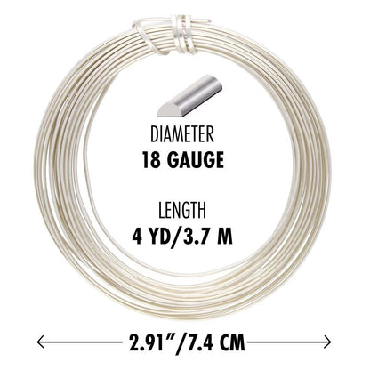 Beadsmith Non-Tarnish Silver Plated Copper Half Round Wire, 18 Gauge (1.02mm), 4 Yards