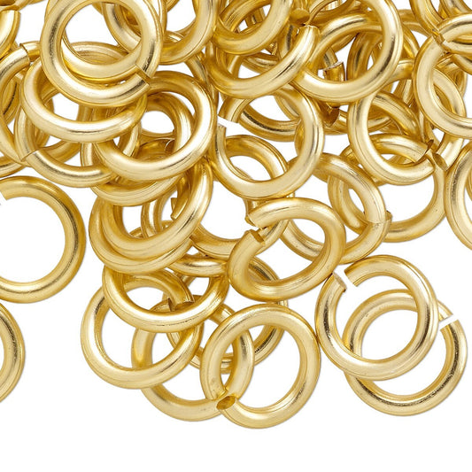 Gold Anodized Aluminum Round Jump Rings 12mm 12 Gauge 7.9mm ID (100 pc)