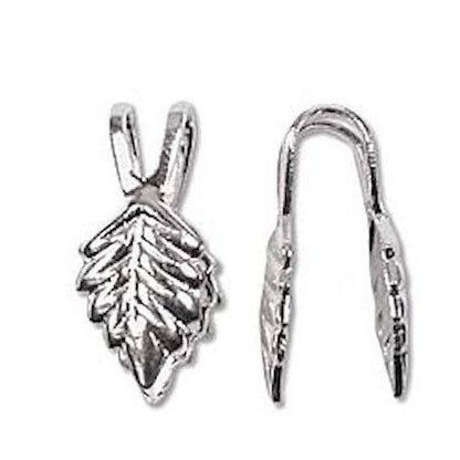 BeadSmith Silver Plated Brass Glue-On Leaf Bail 14mm Grip