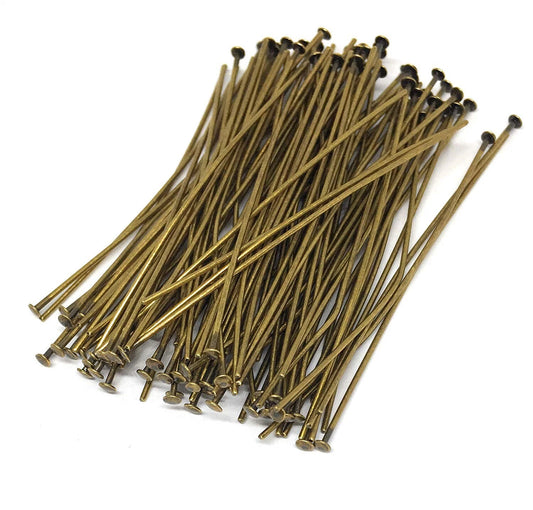 Beadsmith Antiqued Brass Plated Standard Head Pins, 21 Gauge, 2 Inches, 144 pcs