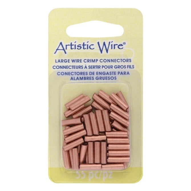 Artistic Wire Bare Copper Large Crimp Tubes, 10x3mm, 55 pcs (12 Gauge)