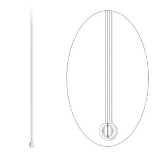 Silver Plated Brass Ball Head Pins, 23 Gauge, 2 Inch, 1.5mm Ball