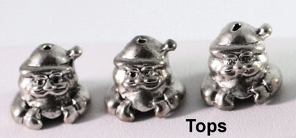 Antiqued Silver Plated Pewter Christmas Bead Caps, Santa & Snowman, 11x22mm, 6 Sets