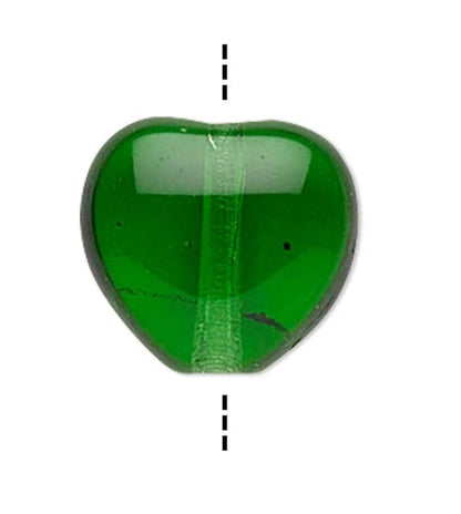 Czech Pressed Glass Transparent Emerald Green Heart Beads, 6mm, 1 Strand (approx. 67)