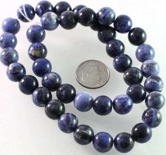 Beads, Sodalite (Natural) B Grade 10mm Round, 1 Strand (approx. 41 pcs)