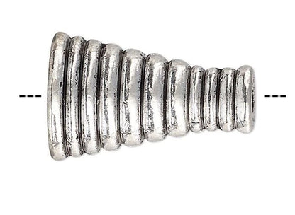 Antiqued Silver Pewter Lined Cone Bead Caps 16x10.5mm, Pkg of 10