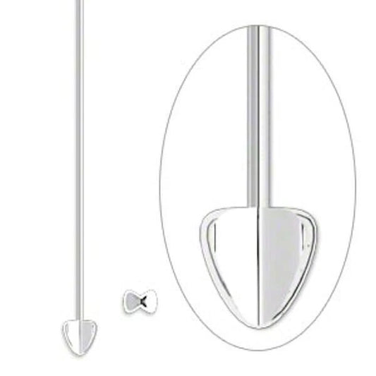Sterling Silver Heart Decorative Head Pins, 21 Gauge, 2 Inches, 4mm Heart, 4 pcs