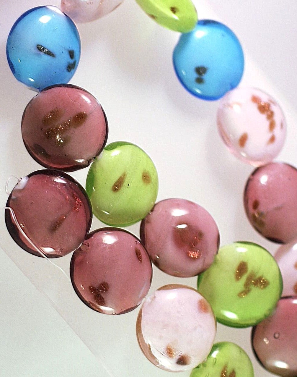Lampwork Glass Assorted Foil 22-23mm Puffy Coin Beads, 1 Strand (approx. 16-18)