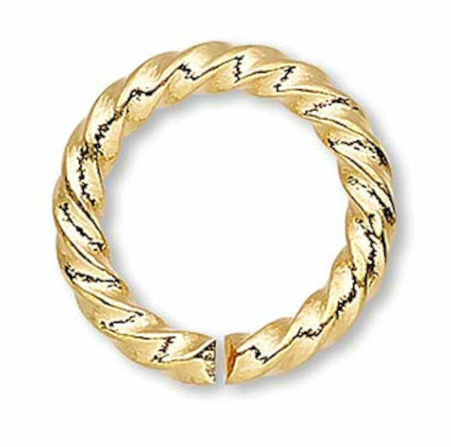 Jump Rings, Twisted Round, Gold Plated Brass, 16 Gauge, 6mm / 8mm / 10mm