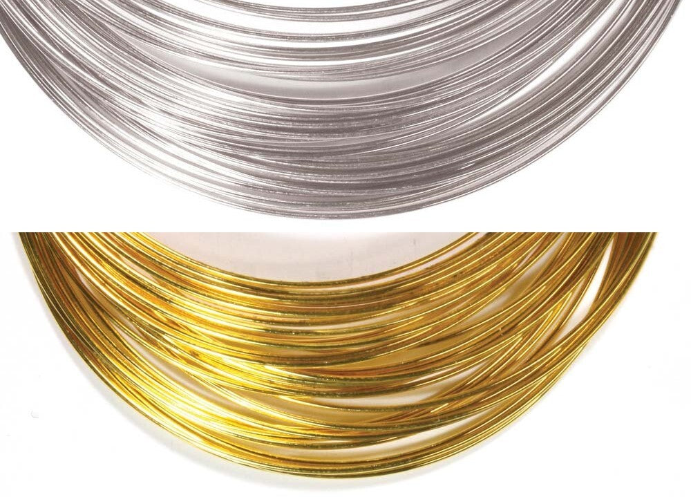 Memory Wire, Ring Size, 3/4 Inch Round, Gold or Silver Plated Steel, Approx. 48 Loops