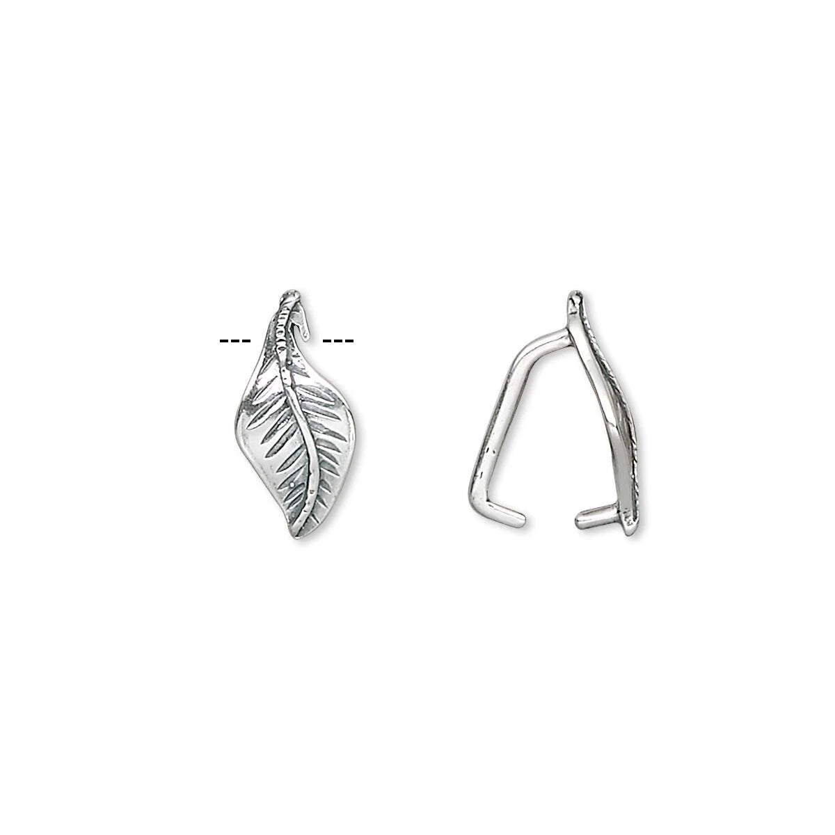 Sterling Silver Leaf Prong Bails, 12x6mm, 8mm Grip