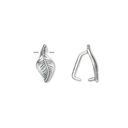 Sterling Silver Leaf Prong Bails, 12x6mm, 8mm Grip