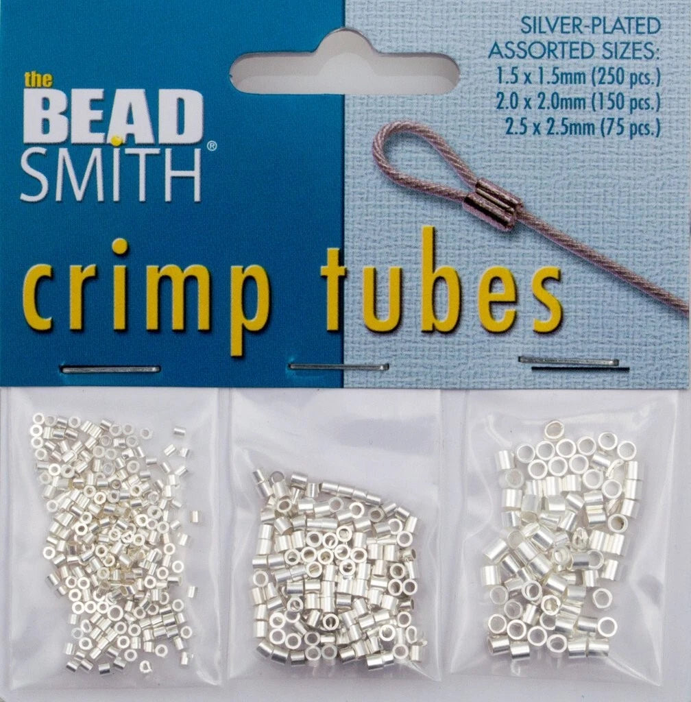 Beadsmith Silver Plated Crimp Tube Assortment, 3 Sizes, 475 pcs