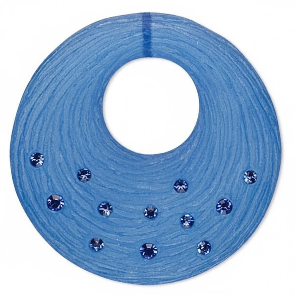 Frosted Blue Resin Go-Go Bead with Swarovski Crystals, 41x40mm, 1 pc