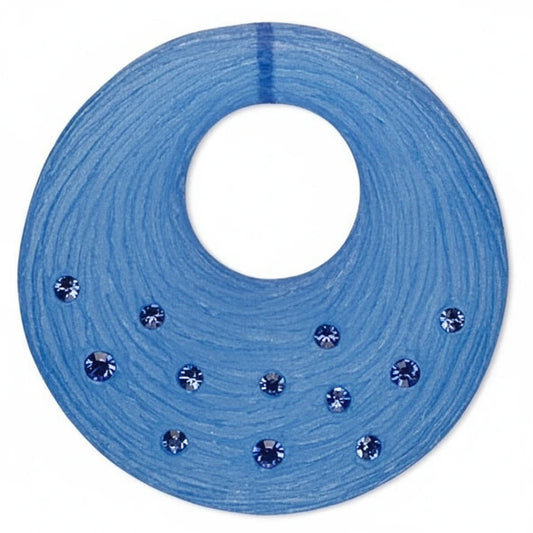 Frosted Blue Resin Go-Go Bead with Swarovski Crystals, 41x40mm, 1 pc
