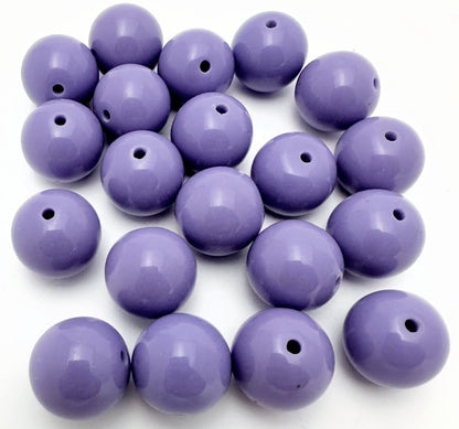 Opaque Violet Purple Resin Round Beads, 19-21mm, 1/4 lb (approx. 20)