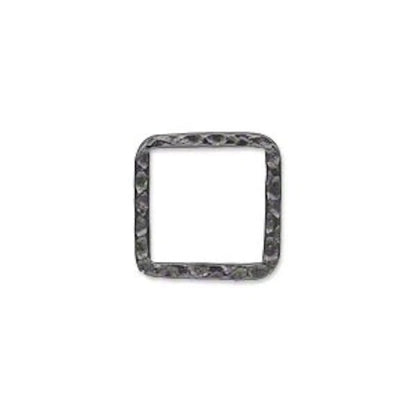 Gunmetal Steel Hammered Square Links, 16x16mm, Double-Sided, 10 pcs