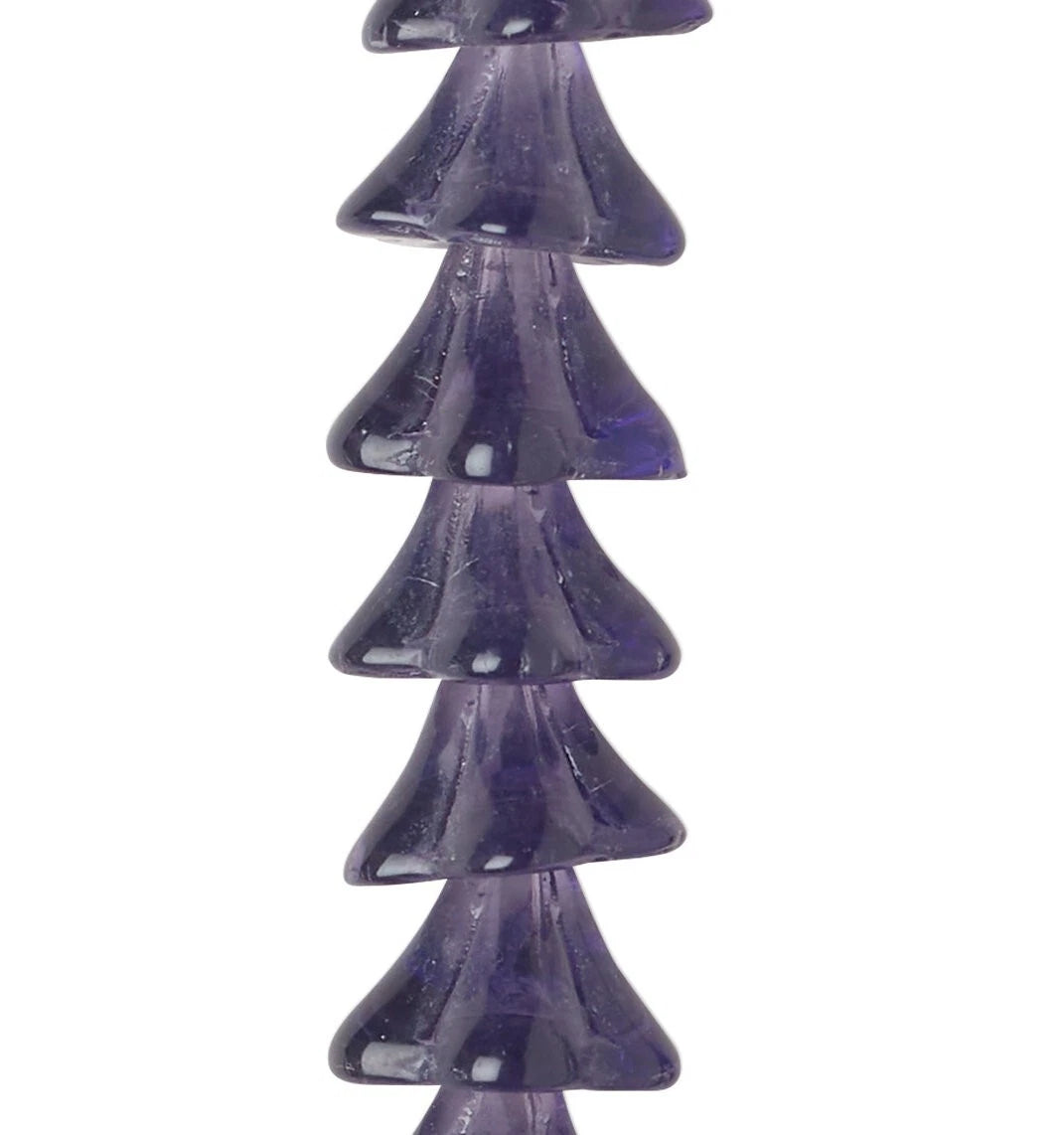 Translucent Purple Czech Glass Trumpet Flower Beads, 12x10mm - approximately 39 pcs