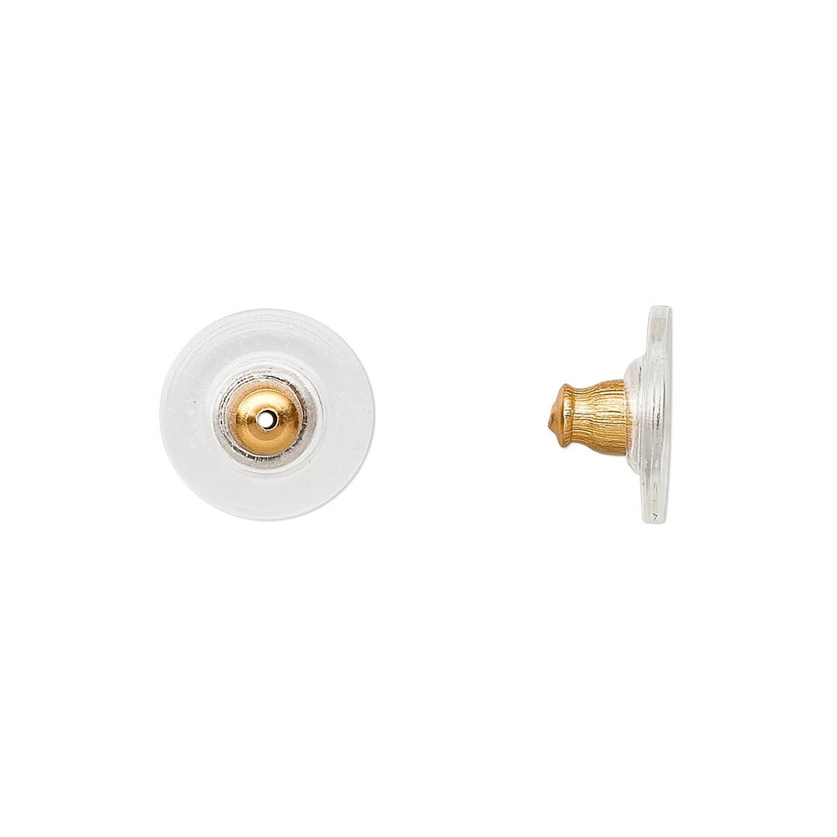 Gold Plated Brass Comfort Clutch Earring Backs, 12x7mm, Clear Acrylic Pad