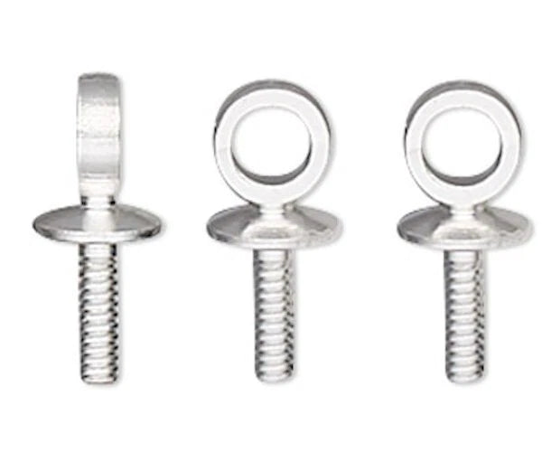 Silver Plated Brass Up Eye Cup Pegs for Half-Drilled Beads, 7x3mm
