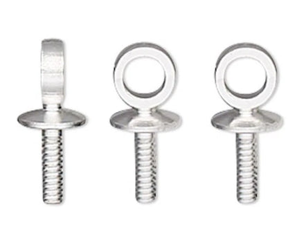 Silver Plated Brass Up Eye Cup Pegs for Half-Drilled Beads, 7x3mm