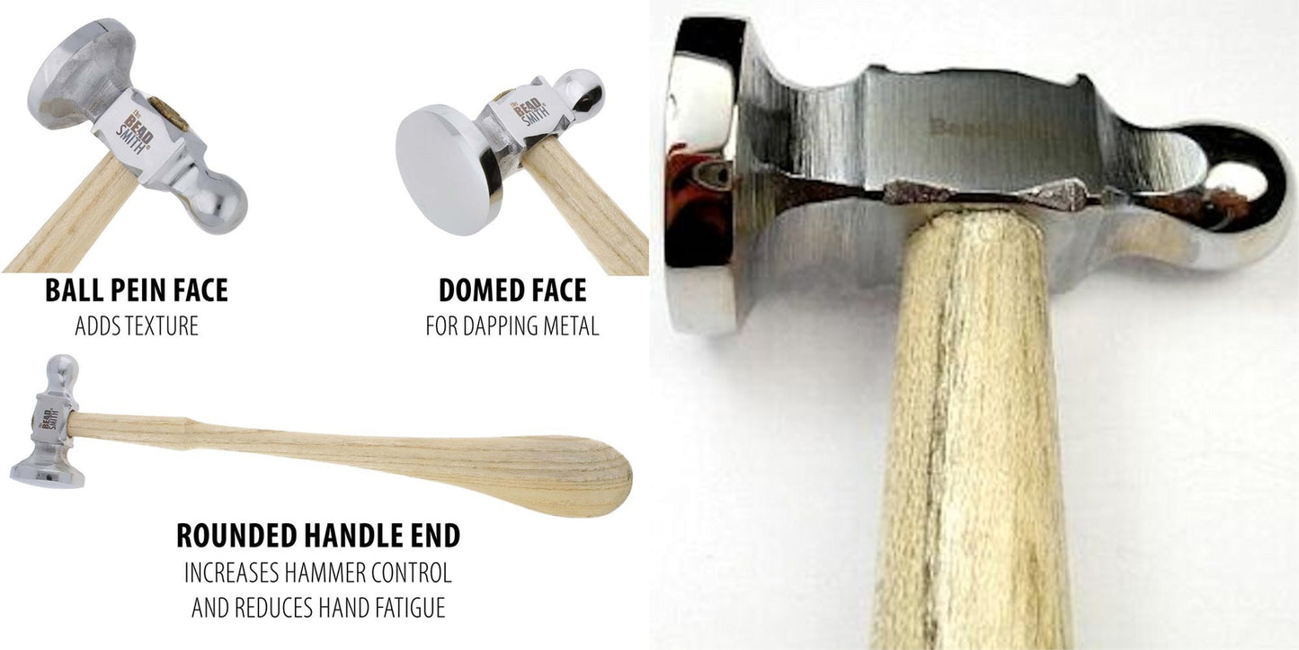 BeadSmith Chasing Hammer, Steel Head with Wood Handle, 10-1/2 Inch
