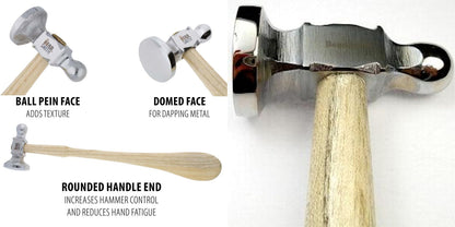 BeadSmith Chasing Hammer, Steel Head with Wood Handle, 10-1/2 Inch