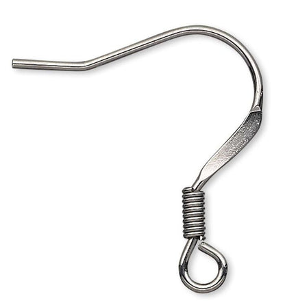 Stainless Steel 316L Fishhook Ear Wires 16mm 21 Gauge 3mm Coil 4mm Loop (100 pc)