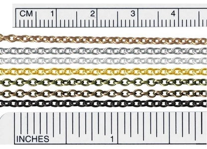 Antiqued Silver Plated Fine Cable Chain, 2x3mm Links - 100 Inches