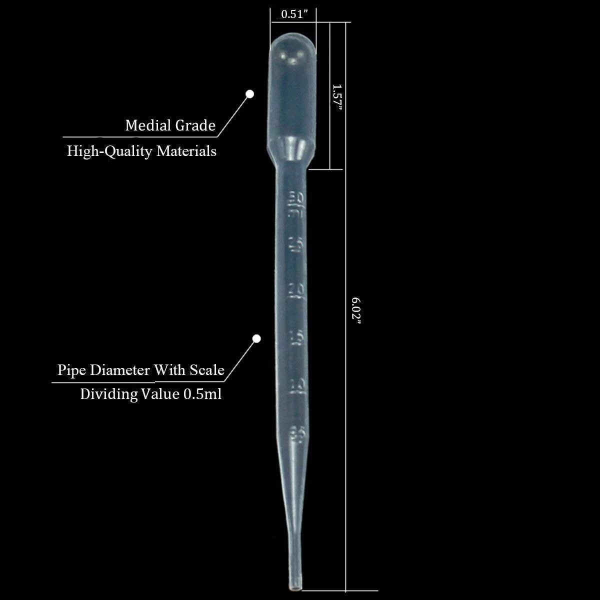Clear Plastic Transfer Pipettes, 3ml - 10 pcs