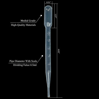 Clear Plastic Transfer Pipettes, 3ml - 10 pcs