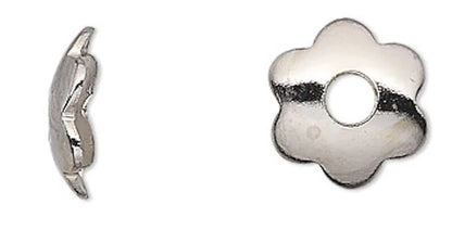 Flower Bead Caps, Three-Tone Steel, 7x2mm, approx. 300 pcs