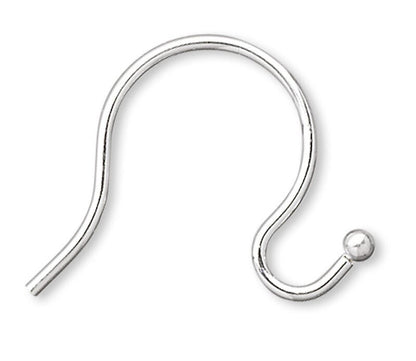 Silver Plated Brass 10mm French Hook Ear Wires with 1mm Ball, 100 pcs