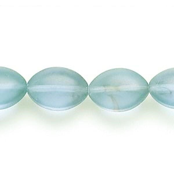 Lampwork Glass Frosted Teal Blue/Violet Puffed Oval Beads 15x11mm (15" Strand, approx. 24–26 pc)