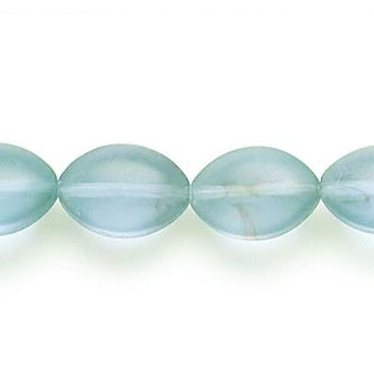 Lampwork Glass Frosted Teal Blue/Violet Puffed Oval Beads 15x11mm (15" Strand, approx. 24–26 pc)