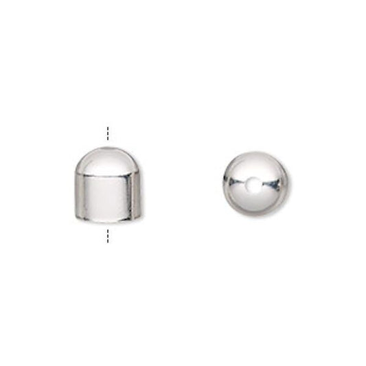 Silver-Plated Brass Cord End Caps 8mm with 7mm Inside Diameter