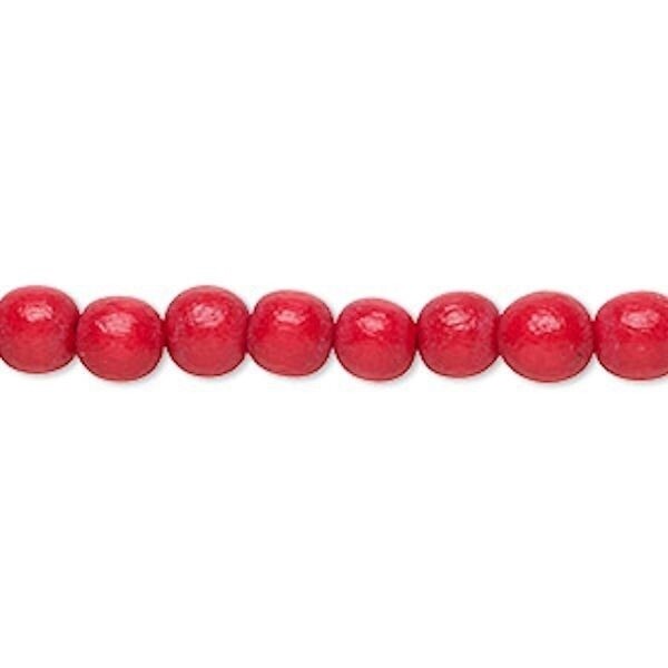 Dyed & Waxed Wood Round Beads 6mm - 2 Strands (approx. 140 pcs)