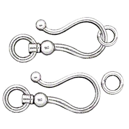 Antiqued Brass Large Shepherd's Hook & Eye Clasp Sets 26x16mm, 2 sets