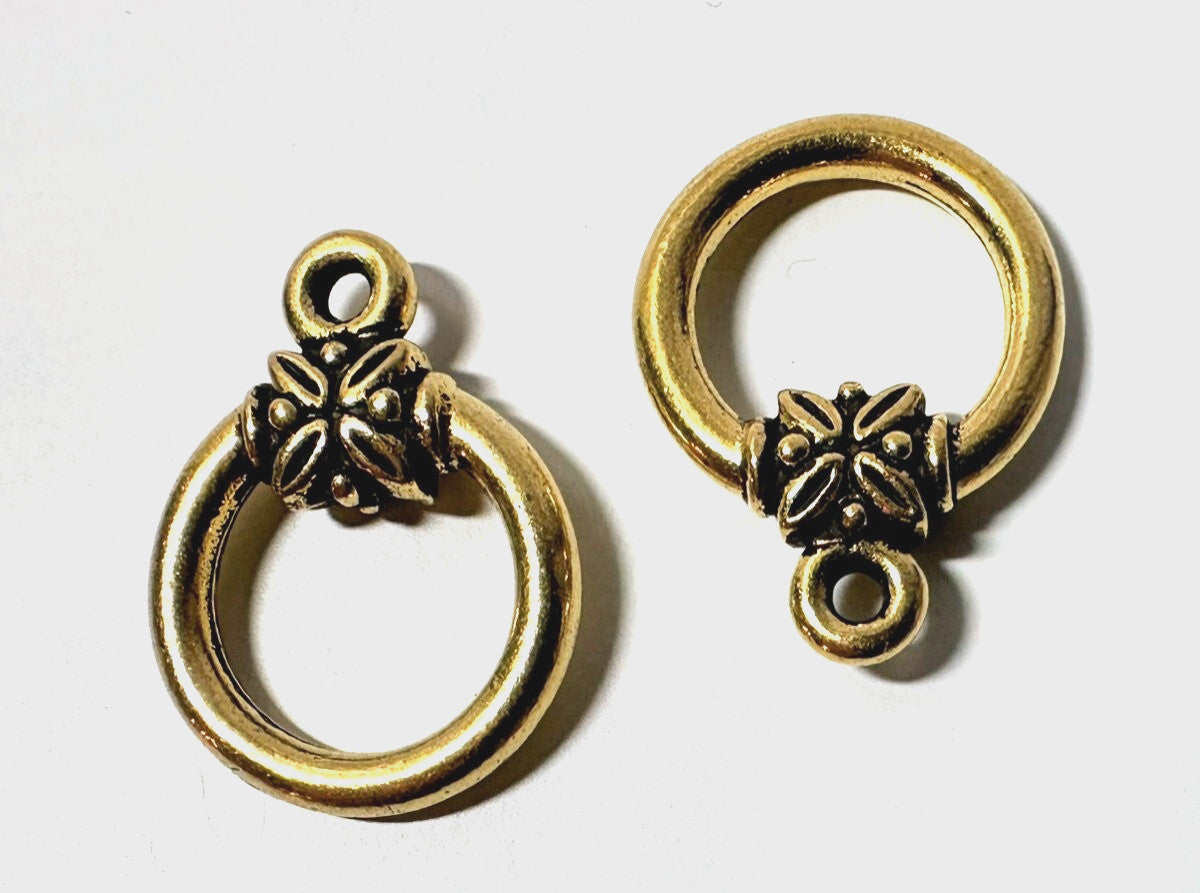 Beadsmith Antiqued Gold Bali Cast Eyeglass & Badge Holder Loops, 22.5x16.5mm, 2 pcs