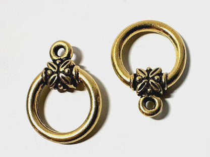 Beadsmith Antiqued Gold Bali Cast Eyeglass & Badge Holder Loops, 22.5x16.5mm, 2 pcs